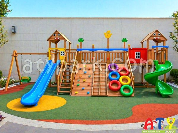ahşap çocuk parkı salıncaklı palmiye modeli 1139