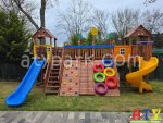 Tek taraflı ahşap oyun parkı palmiye modeli 1127 anaokulu ve bahçe kullanımı