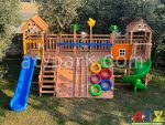 Bahçe tipi ahşap oyun parkı palmiye modeli 1127 müstakil ev ve villa için çocuk oyun grubu