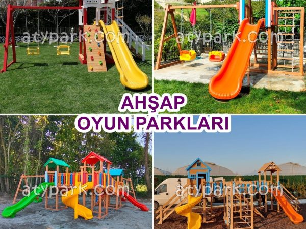 Bahçe ve dış mekânlar için üretilmiş ahşap oyun parkları